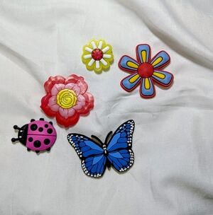 Colorful Flower and Insect Shoe Charms